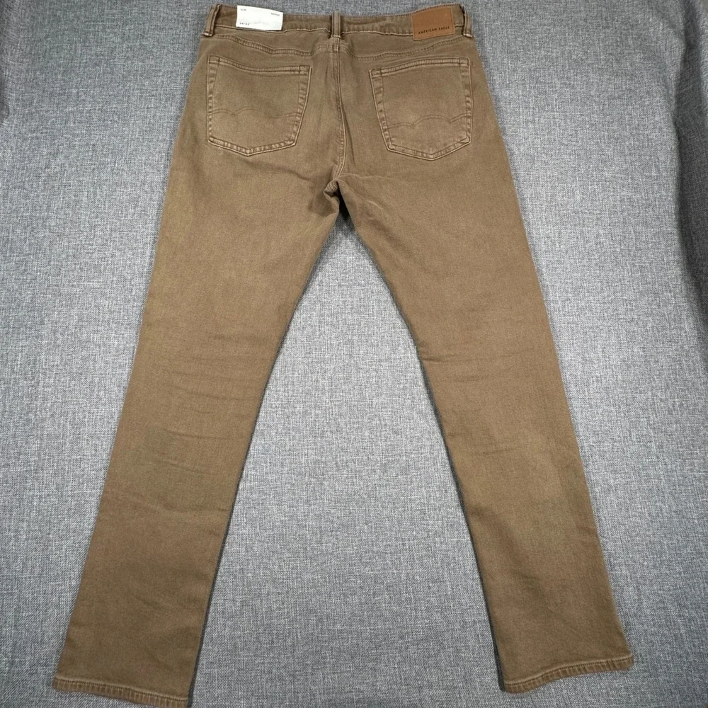 American Eagle Slim Pants Mens 34x32 (Fits as 34x31) Brown Easyflex Stretch NEW
